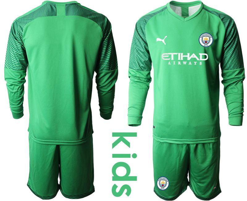 Youth 2019-2020 club Manchester City green goalkeeper long sleeve Soccer Jerseys